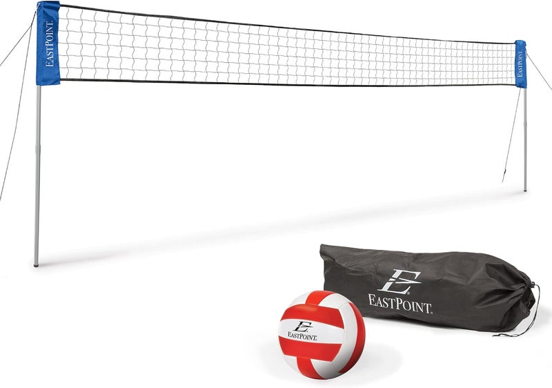 EastPoint Sports شبكة كرة الطائرة القابلة للتعديل سهلة التركيب - تناسب الساحات وتعدل من 10 قدم إلى 30 قدم طول - تشمل جميع الملحقات - Image 1